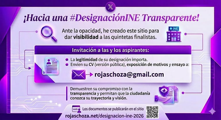 Infographic about Transparent INE Designation in Spanish, showing invitation details for las semifinales